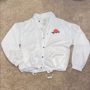 White Windbreaker with Rose
